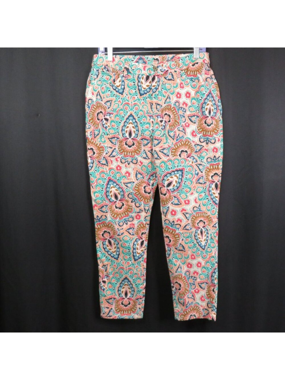 Chico's Girlfriend Jeans So Slimming Ankle Pants Size 1 Floral 32x25.5